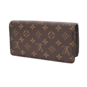 Louis Vuitton Clutch Chain Monogram Bag Wallet Lily Shoulder Brown on